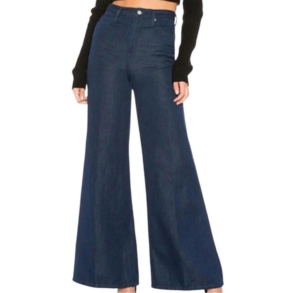 Free People High-Rise Wide Leg Jeans in Dark Blue